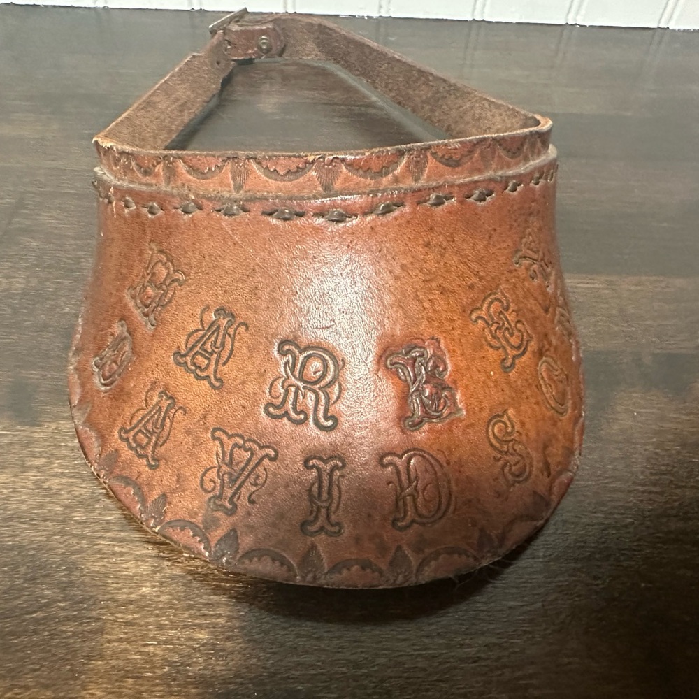 Vintage Harley Davidson leather visor. Distressed. Adjustable. Biker.Motorcycle - Picture 4 of 6